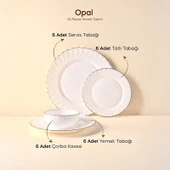 Perotti Waves Opal 24 Parça 6 Kişilik Yaldızlı Yemek Takımı Seti - 1