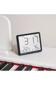 Mıknatıslı Dijital Mini Saat LCD Ekran, Sıcaklık ve Nem Göstergeli, Alarmlı - 1