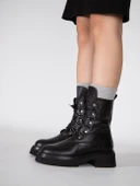 Stato - Siyah Hakiki Deri Fermuarlı Kadın Postal Bot thumbnail 1