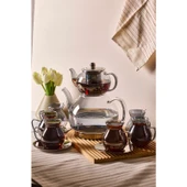 Keyf-I Ala Füme Premium 20 Parça Indüksiyon Tabanlı Borosilikat Çay Seti - 1