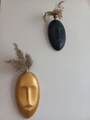 Dekoratif 2'li Yüz Duvar Vazosu, Duvar Süsü, Heykel Aksesuar Siyah Gold Maske thumbnail 2