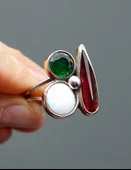 925 Ayar Gümüş ve Pirinç Otantik Kadın Yüzük sy00083 thumbnail 3