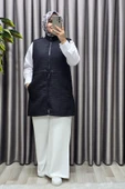 Kadın Giyim Büyük Beden İnci Detay Kapitone Yelek thumbnail 1