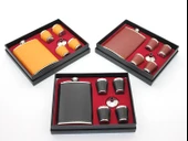 Paslanmaz Çelik 4 Shot Bardaklı Derili Matara Seti Model 1 - 1