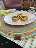 DecoHandy 39cm Neon Renkli Şeritli Jüt Örme Supla Amerikan Servis - 1