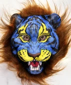 Kahverengi Yeleli Mavi Yüz Peluş Kurt Kaplan Maskesi 38 No - 1