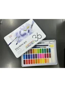 36 Renk Profesyonel Suluboya Seti - Fırça, Su Kalemi, Sünger ve Akrilik Beyaz Boya (Metal Kutulu) thumbnail 1