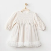 Andywawa AC26136 Wawa Exclusive Elbise Ekru - 1