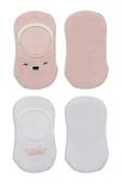 Bistyle 2'Li Babet Cute Face Penye Çorap 30103 Pembe-Beyaz - 4