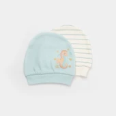 Bibaby Biorganic Save The Seahorse 2'Li Bebek Şapka 72231 Bej-Mint - 1