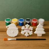 Ehobici Taş Boyama Yeniyıl Yılbaşı Seti 6 Renk Akrilik Boya 5ml + Fırça - 1