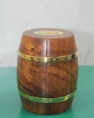 Pirinç Detaylı Fıçı Kumbara Model 4 - 1