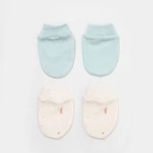 Bibaby Biorganic Save The Seahorse 2'Li Bebek Eldiven 72232 Bej-Mint - 1