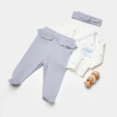 Bibaby Biorganic Love Floral 3 Parça Zıbın Seti 73346 Ekru Lila - 3