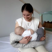 BabyJem Çok Fonk.Baş Destekli Emzirme Minderi 737 Gri Çiçek - 3