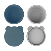 OiOi Silikon Kapaklı Mini Kase 2'Li Mini Bites Deep Blue / Powder Grey - 1