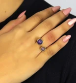 Ametist Pembe Kuvars Doğal Taş Ayarlanabilir Kadın Yüzük Aşk Ve Enerji Taşı euy15pa thumbnail 2