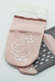 Bistyle Hayvan Figür Kaymaz Kız Soket Çorap 2'Li BS10120 Gri - 4