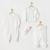 Andywawa AC24501 Petit Love Newborn Tüllü 4 Parça Set Ekru - 1