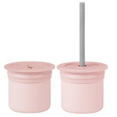 OiOi Ham+Hüp Pipetli Silikon Bardak Seti Pinky Pink / Powder Grey - 1