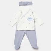 Bibaby Biorganic Love Floral 3 Parça Zıbın Seti 73346 Ekru Lila - 1