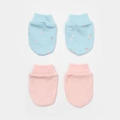 Bibaby Biorganic Always Happy 2'Li Bebek Eldiven 72230 Gül Kurusu Mint - 1