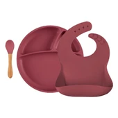 OiOi Blw II Silikon Beslenme Seti 3lü (Tabaklı) Velvet Rose - 1