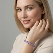 Pofuduk Kiraz El İşçiliği Kadın Bileklik BLK2 Lila Renk 19cm Takı thumbnail 1