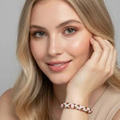 Pofuduk Kiraz El İşçiliği Kadın Bileklik BLKS1 Beyaz Renk 19cm Takı thumbnail 1