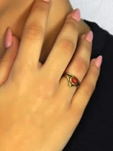 Doğal Taş Akik Yuvarlak Doğal Taşlı Antik Model Kadın Ayarlanabillir Yüzük euy72a thumbnail 1