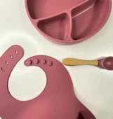 OiOi Blw II Silikon Beslenme Seti 3lü (Tabaklı) Velvet Rose - 2