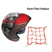 JK20 Çene Açılır Güneş Vizörlü Motosiklet Kaskı Kırmızı XL Beden Baş Çevresi: 61-62CM thumbnail 1