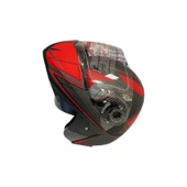 JK20 Çene Açılır Güneş Vizörlü Motosiklet Kaskı Kırmızı XL Beden Baş Çevresi: 61-62CM thumbnail 2