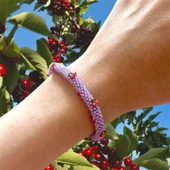 Pofuduk Kiraz El İşçiliği Kadın Bileklik BLK2 Lila Renk 19cm Takı thumbnail 2