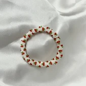 Pofuduk Kiraz El İşçiliği Kadın Bileklik BLKS1 Beyaz Renk 19cm Takı thumbnail 3