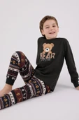 Arnetta Erkek Çocuk Aile Bear My Little Friend %100 Pamuklu 4 Mevsim Uzun Kollu Pijama Takım - 9