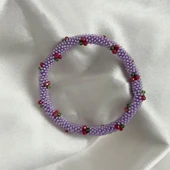 Pofuduk Kiraz El İşçiliği Kadın Bileklik BLK2 Lila Renk 19cm Takı thumbnail 4