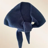 Pofuduk Sophie Örgü Eşarp Fular Şal PFDKF1 Lacivert thumbnail 2