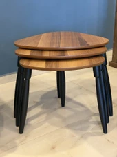 Modern Tasarım 3’lü Zigon Sehpa Takımı 1.Kalite MDF Ağaç Ayak Oval Sehpa thumbnail 5