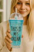 Sevimli Renkli Boncuklu Cool Çılgın This İs My Drink Tasarım Pipetli İçecek Bardağı Suluk Mavi 2742 thumbnail 1