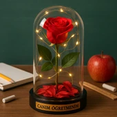 Sevgiliye Eşe Öğretmenler Gününe Anlam Katan Özel Fanusta Led Işıklı Canım Öğretmenim Hediye Biblosu thumbnail 6