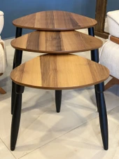 Modern Tasarım 3’lü Zigon Sehpa Takımı 1.Kalite MDF Ağaç Ayak Oval Sehpa thumbnail 4