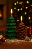 2’li Yılbaşı Temalı Masa ve Ev Dekoru Kozalak ve Çam Ağacı Temalı Doğal Mum Yılbaşı Hediye Seti thumbnail 2