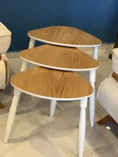 Modern Tasarım 3’lü Zigon Sehpa Takımı 1.Kalite MDF Ağaç Ayak Oval Sehpa thumbnail 3