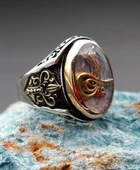 925 Ayar Gümüş Erkek Tuğralı Yüzük sy00087 thumbnail 1