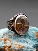 925 Ayar Gümüş Erkek Tuğralı Yüzük sy00087 thumbnail 2