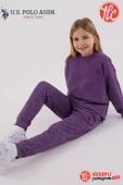 U.S Polo Assn. Garson Kız Çocuk Mor Kalın 3 İplik Kumaş Uzun Kollu Lastikli Eşofman Takım - 1