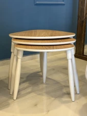 Modern Tasarım 3’lü Zigon Sehpa Takımı 1.Kalite MDF Ağaç Ayak Oval Sehpa thumbnail 1