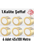 Vege Koli Bant 45x100 Metre Ambalaj Bantı Şeffaf Güçlü Yapıştırıcı Özelliği ( 6 Adet ) Aslan - 1