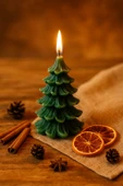 Romantik Ortam Işığı Rustik Dekor Çam Ağacı Şekilli Mum El Yapımı Doğal Çam Ağacı Mum Hediye 13x8 CM thumbnail 3